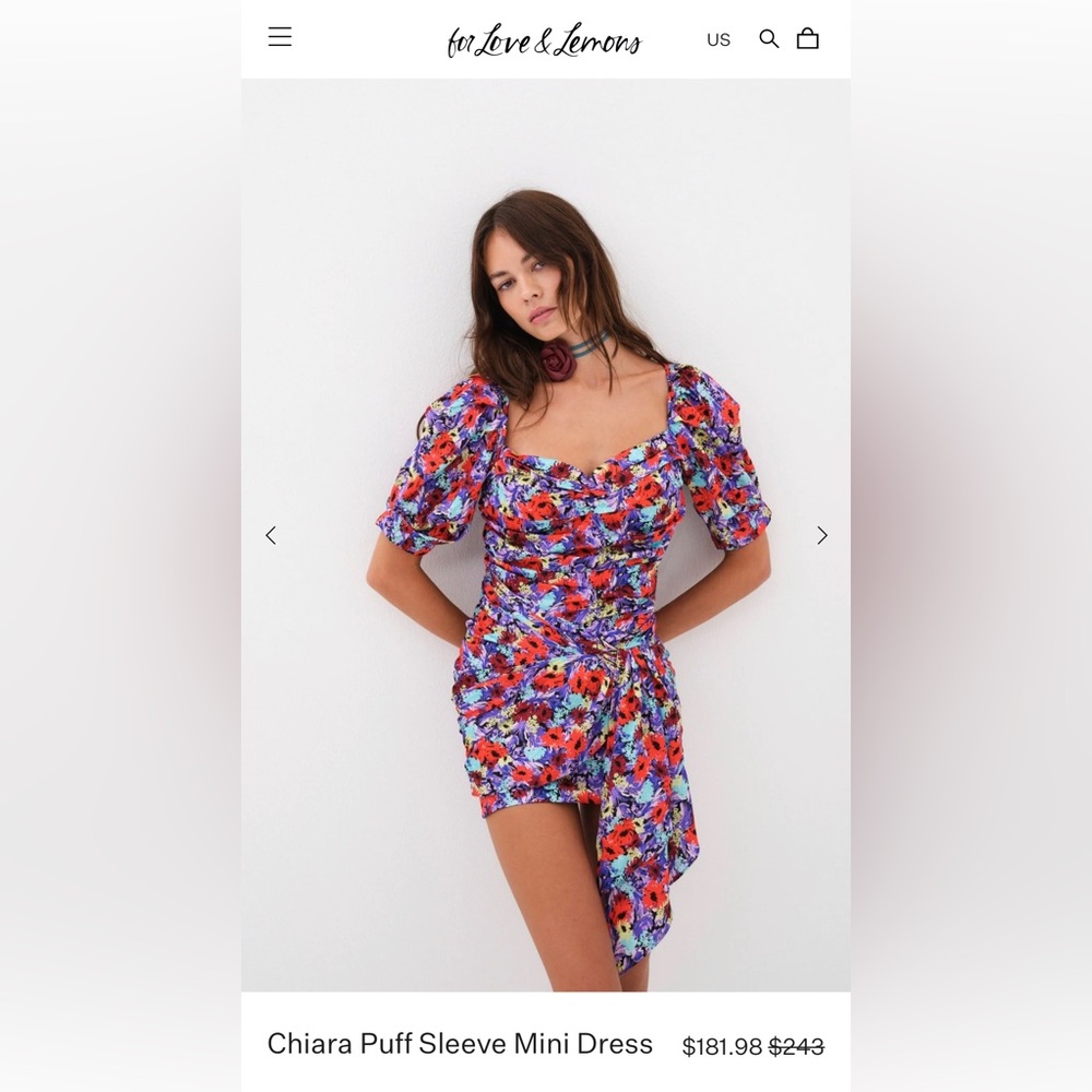 For Love and Lemons Chiara Puff Sleeve Mini Dress